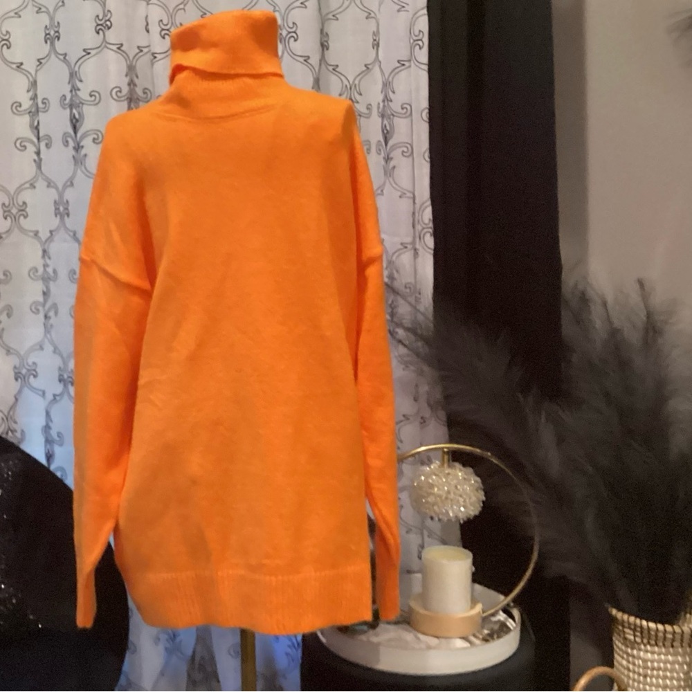 Vibrant Orange Turtleneck Sweater NWOT